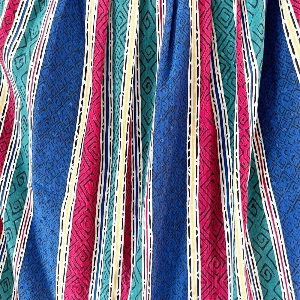 Vintage 90s Women’s Striped Midi Skirt Tribal Multicolor Striped Lined Sz 6